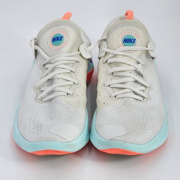 NIKE AQ2730-100 JOYRUN FLYKNIT BRIGHT MANGO WHITE/BLUE MENS SNEAKER SIZE US 8.5 - Picture 2 of 4